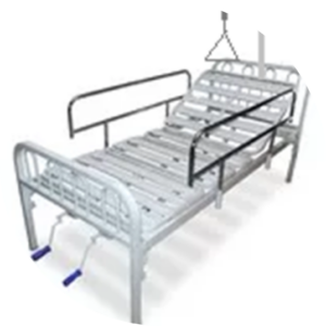 Cama ortopédica manual, lecho metálico